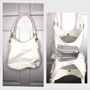 Lightweight 3 Compartment Faux Leather Medium Hobo Bag